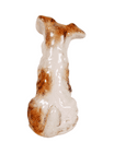 Vintage Ceramics Sylvac England 1378 Terrier Dog Figure 1950s White Tan Unusual Abstract Colourway