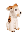 Vintage Ceramics Sylvac England 1378 Terrier Dog Figure 1950s White Tan Unusual Abstract Colourway