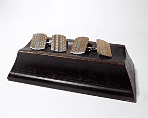 Vintage Chain Link 9 Carat Gold on Silver Cufflinks Circa 1930s Engine Turned 9ct