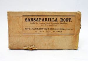 Vintage Chemist Medical Unopened Packet Box of Parkinsons Oldham Botanic Sarsaparilla Root Scurvy