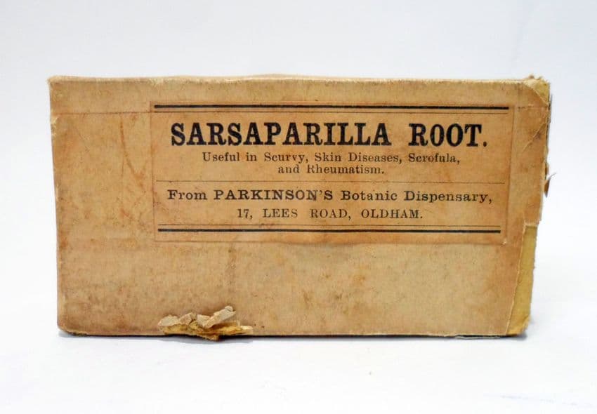 Vintage Chemist Medical Unopened Packet Box of Parkinsons Oldham Botanic Sarsaparilla Root Scurvy