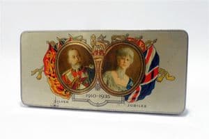 Vintage Chocolate Tin Cadburys Cadbury's Queen Mary King George Royal Silver Jubilee 1935 Comp Card