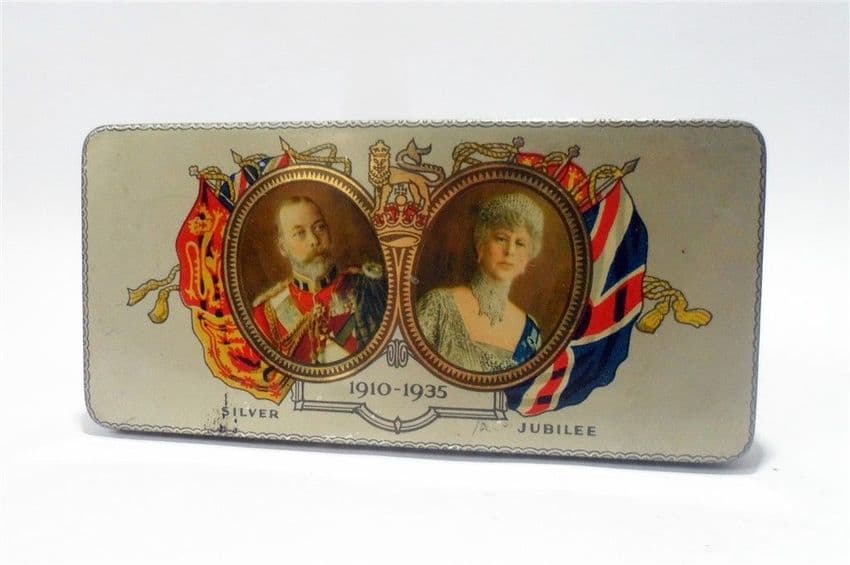 Vintage Chocolate Tin Cadburys Cadbury's Queen Mary King George Royal Silver Jubilee 1935 Comp Card