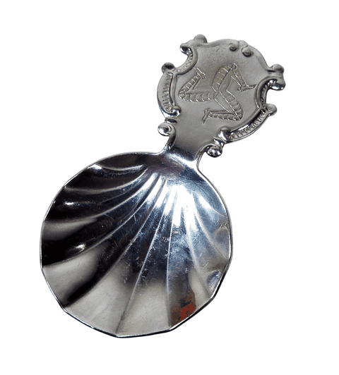 Vintage Chrome Plate Isle Of Man Caddy Spoon Three Legs of Man Triskelion IOM Circa 1960s