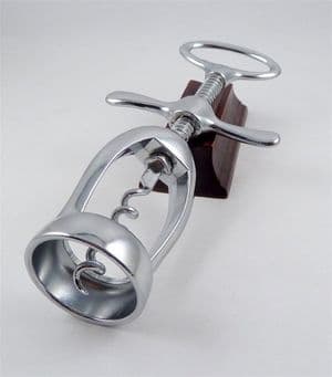 Vintage Chrome Plated Double Action Flat Frame Corkscrew Bottle Opener Circa 1980s