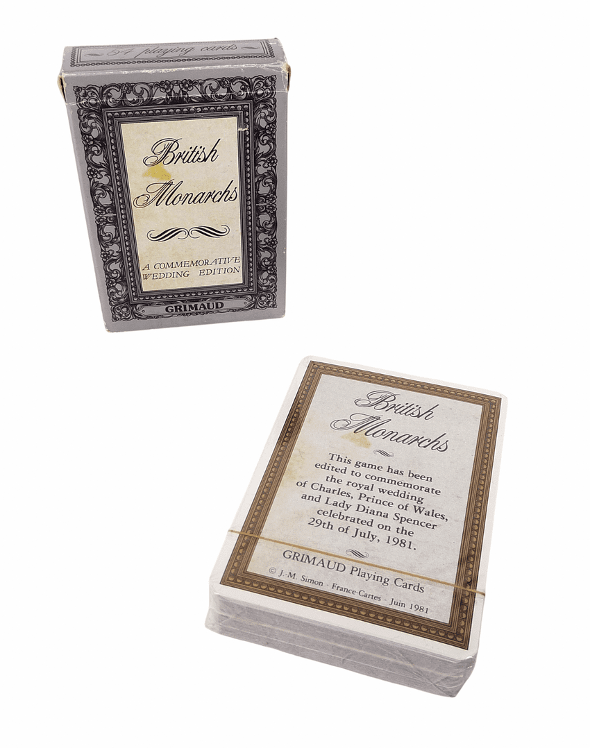 Vintage Commemorative 1981 British Monarchs Royal Wedding Grimaud Paris Playing Cards Boxed Sealed