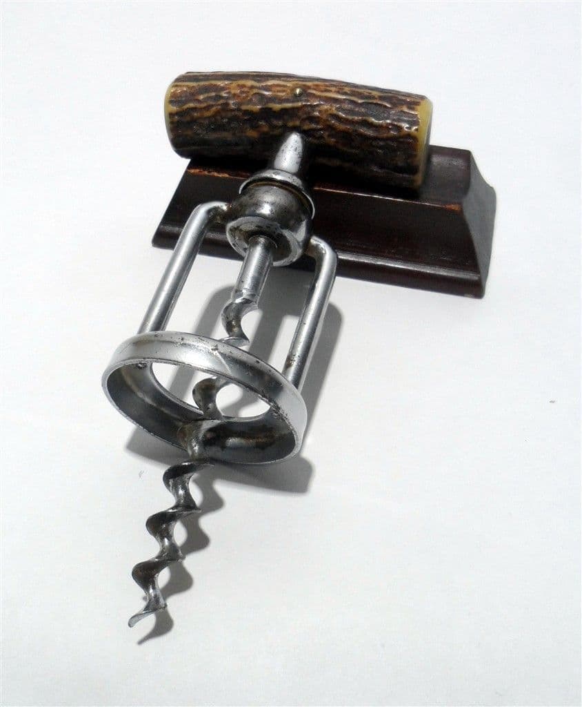 Vintage Corkscrew Antler Horn Handled Open Frame Dreko German Germany Circa 1960s