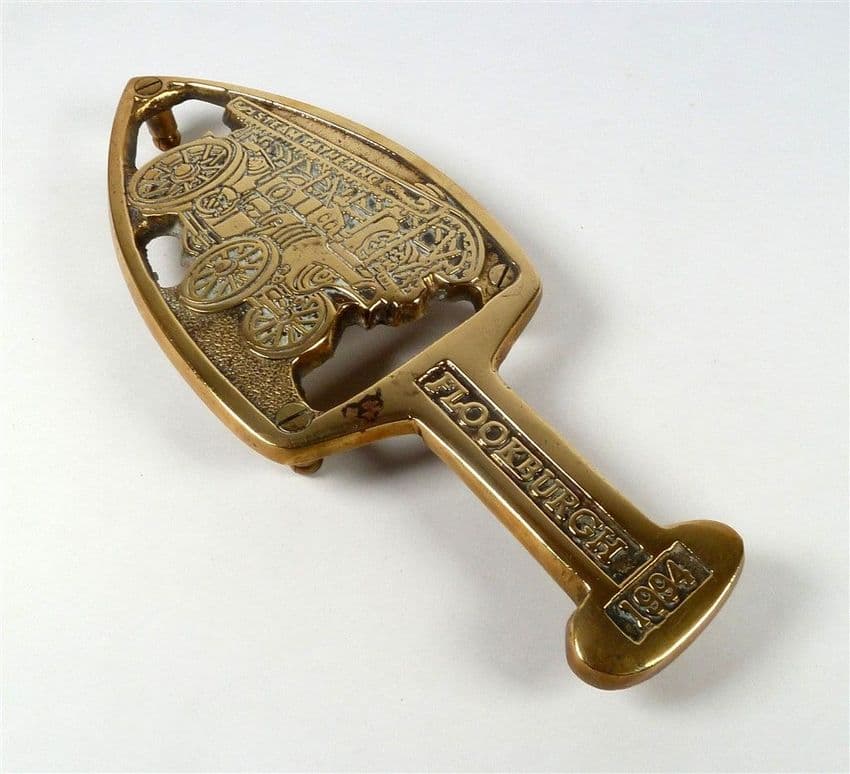 Vintage CSVVS Cumbria Steam Gathering Vehicle Society Brass Iron Trivet Souvenir Flookburgh 1994