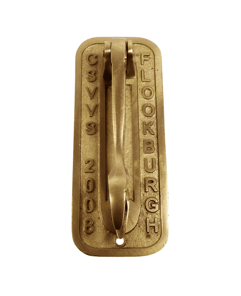 Vintage CSVVS Cumbria Steam Gathering Vehicle Society Brass Spanner Door Knocker Souvenir Flookburgh