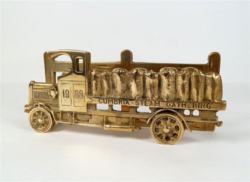 Vintage CSVVS Cumbria Steam Gathering Vehicle Society Brass Truck Letter Rack Flookburgh1988