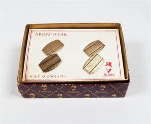 Vintage Cufflinks Cuff Links Stratton Gilt Gold Real Engine Turned Original Display Box 1950s