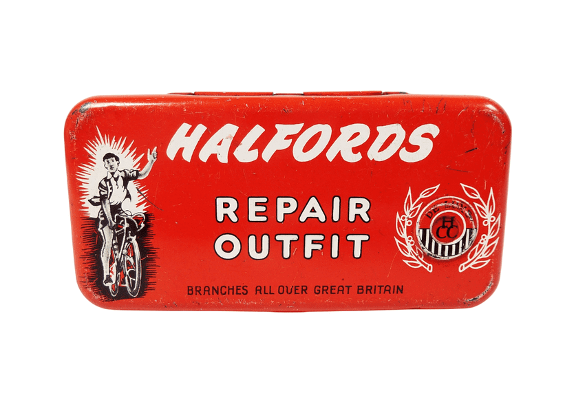 Vintage Cycling Tin Halfords Repair Outfit 1950s Bike Bicycle Covers And Tubes for Reliability