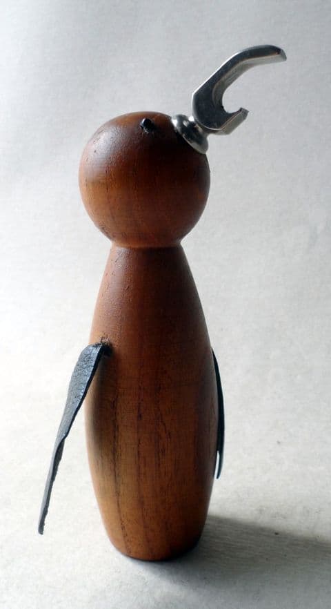 Vintage Danish Teak Penguin Bird Figural Bottle Opener 1960s Bojesen Eames Era Mid Century Scandinavian Design (1)