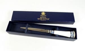 Vintage Desk Boxed Royal Worcester Carnaud Metalbox Paper Knife Letter Opener Ring Pull Design