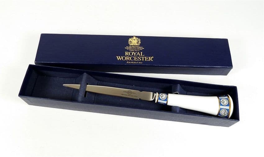 Vintage Desk Boxed Royal Worcester Carnaud Metalbox Paper Knife Letter Opener Ring Pull Design