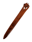 Vintage Desk Hand Carved Wood Paper Knife Letter Opener Kandersteg Switzerland Souvenir Edelweiss