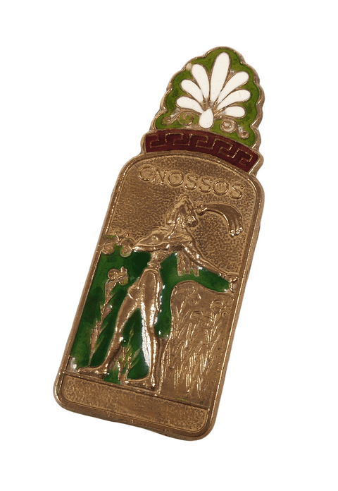 Vintage Desk Mid Century Cnossos Knossos Crete Greece Minotaur Brass & Enamel Paper Clip Holder