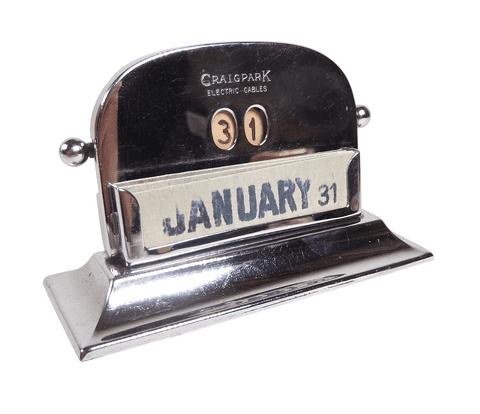 Vintage Desk Office Advertising Chrome Perpetual Calendar Craigpark Electric Cables Glasgow Art Deco