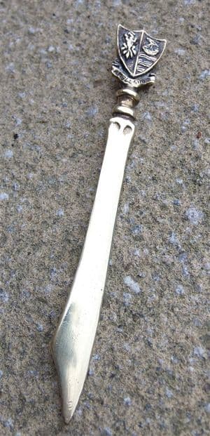 Vintage Desk Office Brass Ambleside Paper Knife Letter Opener Lake District Lakes Crest Souvenir