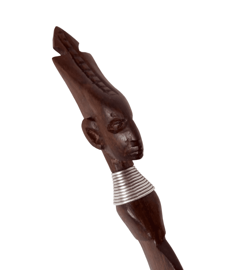 Vintage Desk Office Hand Carved Wood Paper Knife Letter Opener 1970s African Tribal Art Great Detail