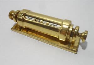 Vintage Desk Office Heavy Brass Dumbbell Perpetual Calendar 1970s Beautifully Engineered