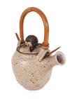 Vintage Dianne Cross Ceramics Studio Pottery Hedgehog Teapot Bamboo Handle Oriental Leach Style