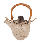 Vintage Dianne Cross Ceramics Studio Pottery Hedgehog Teapot Bamboo Handle Oriental Leach Style