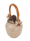 Vintage Dianne Cross Ceramics Studio Pottery Hedgehog Teapot Bamboo Handle Oriental Leach Style