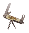 Vintage Dutch Menin Gate Souvenir Pictorial Multi Pocket Knife Corkscrew Glass Cutter Opener Reamer