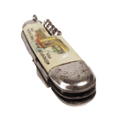 Vintage Dutch Menin Gate Souvenir Pictorial Multi Pocket Knife Corkscrew Glass Cutter Opener Reamer