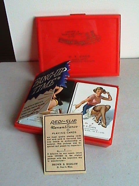 Vintage Elvgren Cuties Pin-Up Playing Cards Brown & Bigelow, Cordon & Co Ad 1950s