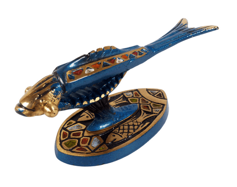 Vintage Enamel Paint & Brass Figural Fish Jerusalem Nutcracker Nut Cracker Made in Israel 1980s