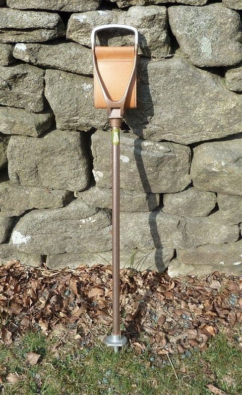 Vintage English Castleton Product Shooting Walking Stick Seat Leather Aluminium Steel