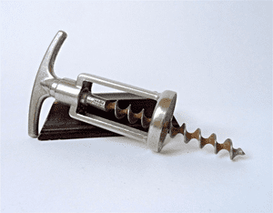 Vintage English Mechanical Nickel Plated Open Frame Corkscrew Circa 1930s Art Deco England