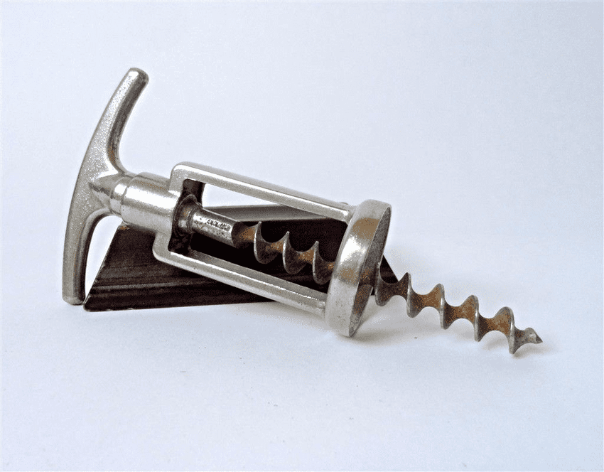 Vintage English Mechanical Nickel Plated Open Frame Corkscrew Circa 1930s Art Deco England