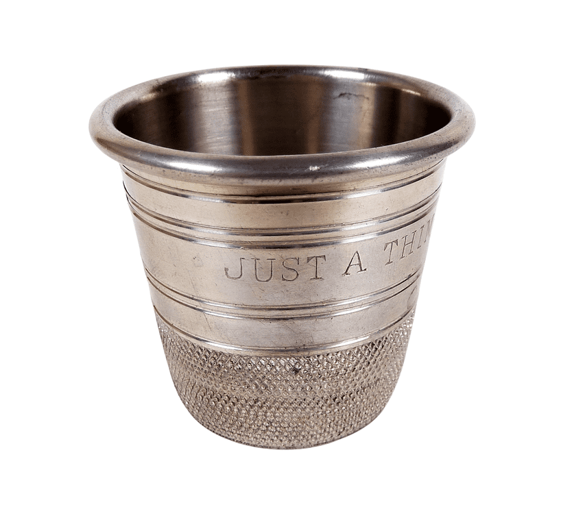 Vintage English Pewter Over-Sized Sewing Thimble Measure Just a Thimble Full Drinking Tot Shot