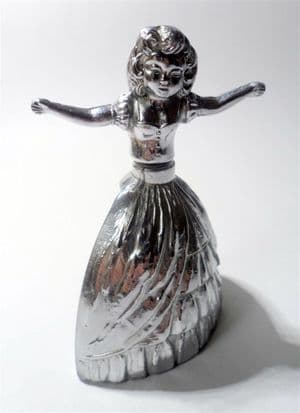 Vintage English Registered Design Crinoline Lady Screw Figural Nutcracker Nut Cracker 1950s Metal