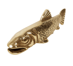 Vintage English Solid Brass Figural Trout Bottle Opener Circa 1930s Fishing Angling Fish