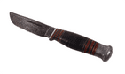 Vintage English Wade & Butcher Sheffield Sheath Knife Stacked Leather Brass Steel c/w Leather Sheath