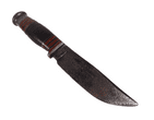 Vintage English Wade & Butcher Sheffield Sheath Knife Stacked Leather Brass Steel c/w Leather Sheath