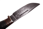 Vintage English Wade & Butcher Sheffield Sheath Knife Stacked Leather Brass Steel c/w Leather Sheath
