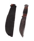 Vintage English Wade & Butcher Sheffield Sheath Knife Stacked Leather Brass Steel c/w Leather Sheath