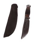Vintage English Wade & Butcher Sheffield Sheath Knife Stacked Leather Brass Steel c/w Leather Sheath