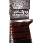 Vintage English Wade & Butcher Sheffield Sheath Knife Stacked Leather Brass Steel c/w Leather Sheath