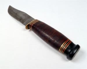 Vintage English William Rodgers Sheffield I Cut My Way Sheath Knife Leather Brass Steel John Clarke