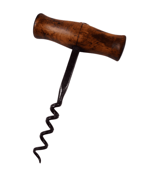 Vintage English Wooden Handle Direct Pull F J & Co Corkscrew Grooved Worm