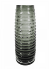 Vintage European Grey Art Glass Ribbed Tapering Vase Unknown Maker 1970s MCM German?