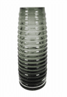 Vintage European Grey Art Glass Ribbed Tapering Vase Unknown Maker 1970s MCM German?