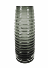 Vintage European Grey Art Glass Ribbed Tapering Vase Unknown Maker 1970s MCM German?