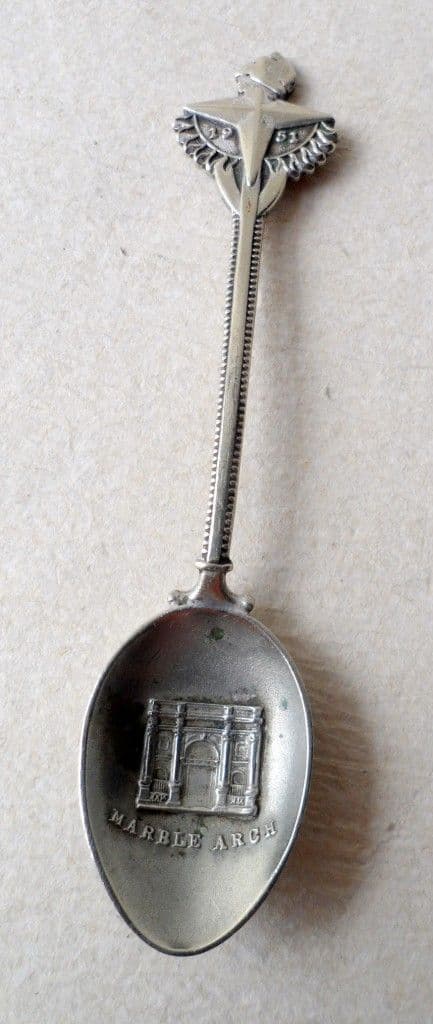 Vintage Festival of Britain 1951 Exhibition Marble Arch Silver Plate Souvenir Spoon FOB Teaspoon Tea